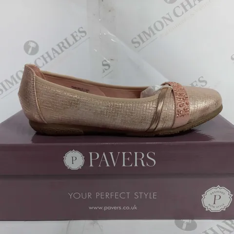 BOXED PAVERS ROSE GOLD SLIP ON SHOES - SIZE 3