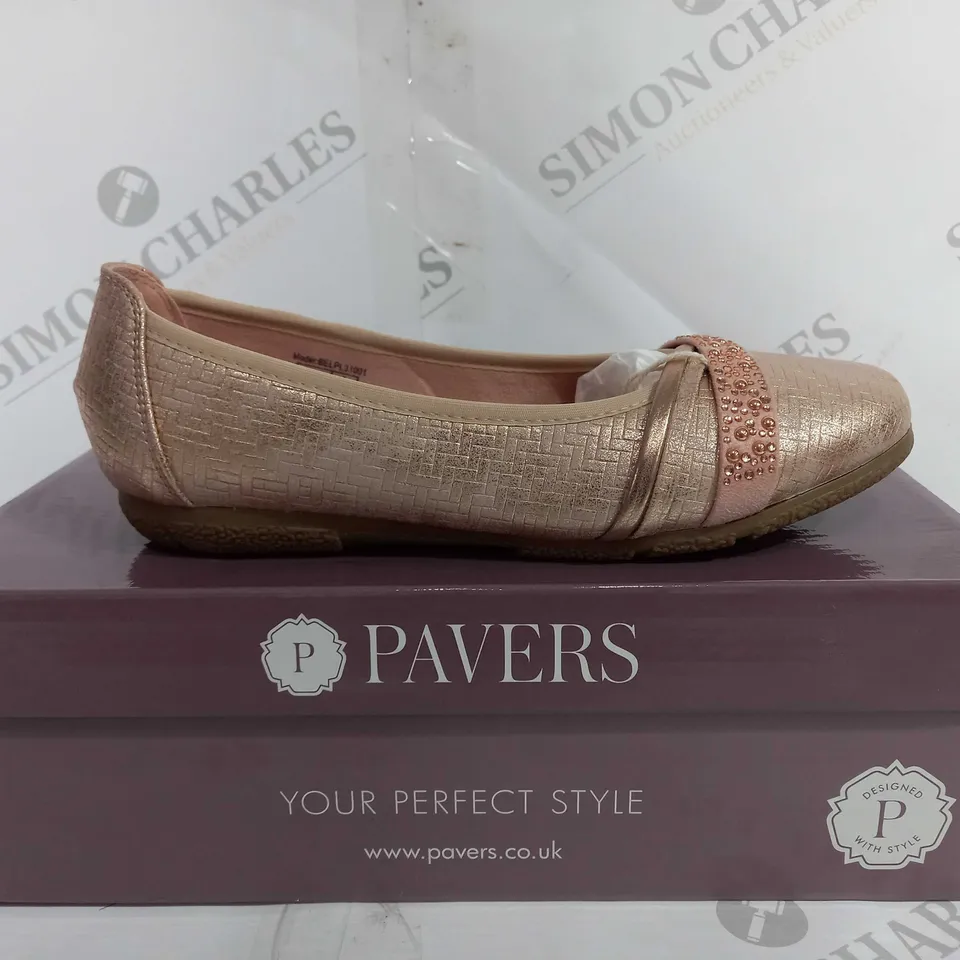 BOXED PAVERS ROSE GOLD SLIP ON SHOES - SIZE 3