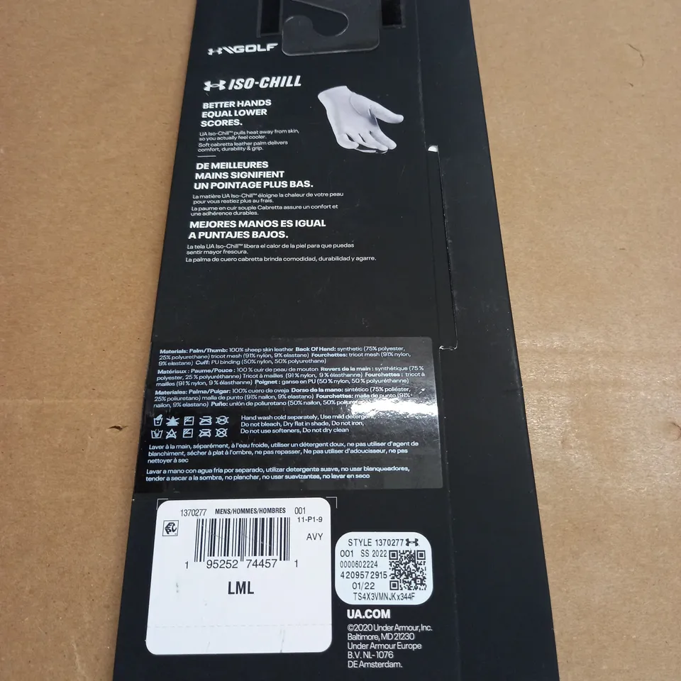 UNDER ARMOUR ISO-CHILL GOLF GLOVE - MD/LG MENS LEFT