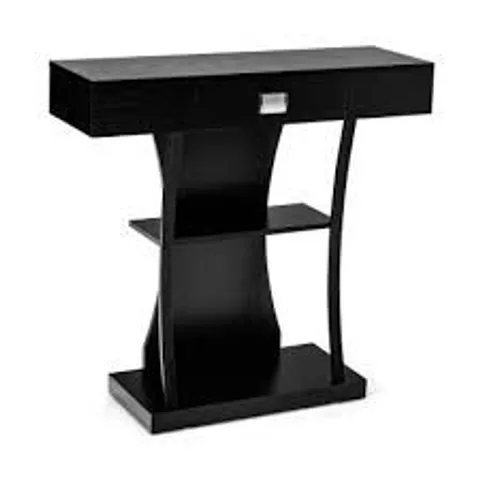 BOXED COSTWAY SINGLE DRAWER 2 SHELF BLACK T SHAPED CONSOLE TABLE