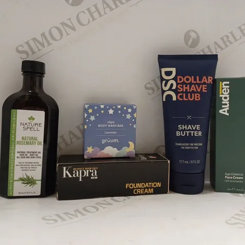 BOX OF APPROX 20 ASSORTED HEALTH AND BEAUTY ITEMS TO INCLUDE - AUDEN AGE DEFENCE FACE CREAM - SAPA BODY WASH BAR GRUUM - NATURE SPELL NATURAL ROSEMARY OIL ECT