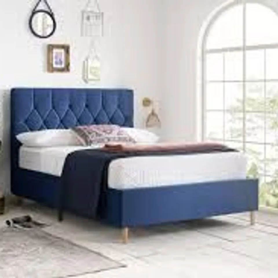 BOXED BIRLEA SMALL DOUBLE LOXLEY FABRIC BED - BLUE (1 BOX)
