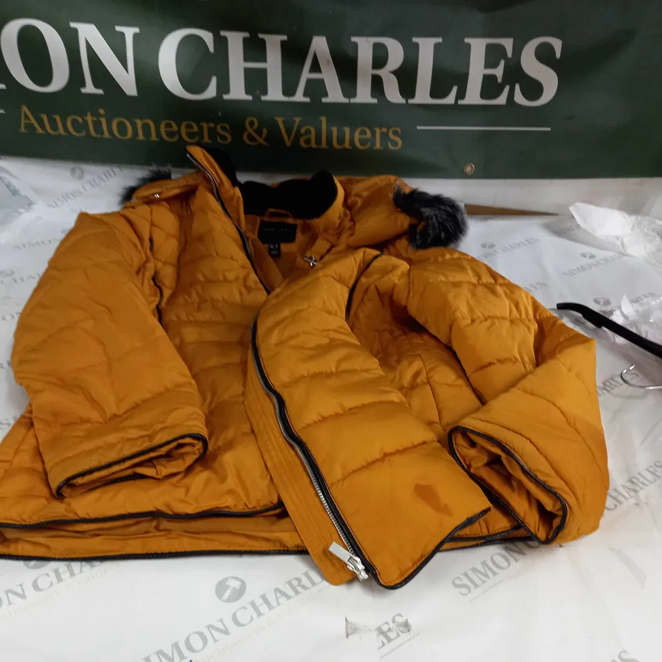 ZIP UP COPPER PADDED JACKET WITH FAUX FUR HOOD - SIZE 18