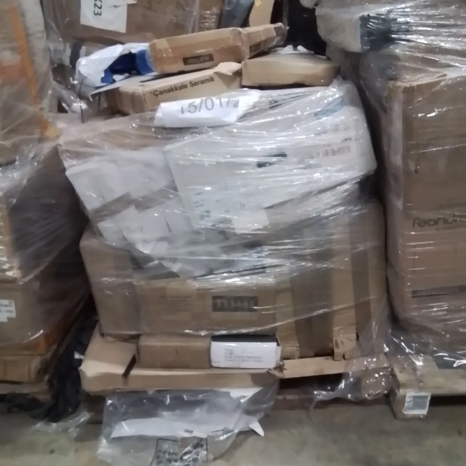 PALLET OF ASSORTED HOUSEHOLD GOODS AND PRODUCTS TO INCLUDE;LAUNDRY SORTER,LED BATHROOM MIRROR,5 DRAWER CHEST