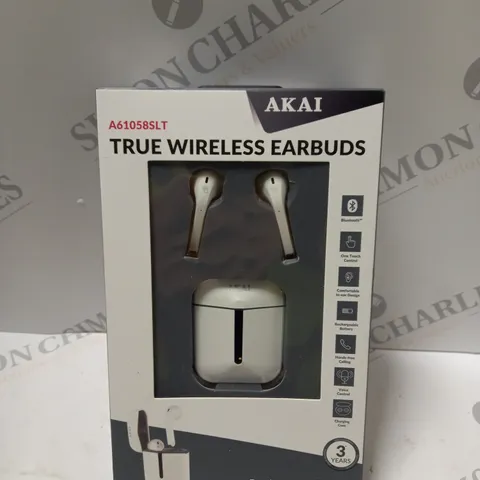 BOXED AKAI TRUE WIRELESS EARBUDS IN WHITE