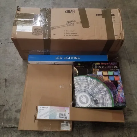 PALLET CONTAINING ASSORTED PRODUCTS INCLUDING DRYWALL SANDER, LED BATTEN LIGHT, LED ROPE LIGHT & WHITE WOODEN PICTURE FRAMES