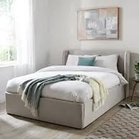 BOXED CAMDEN END LIFT UP STORAGE OTTOMAN DOUBLE BED FRAME - GREY (4 BOXES)