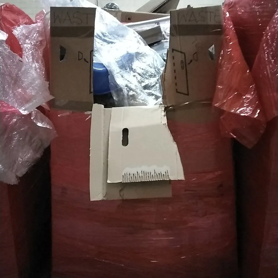 PALLET OF HOUSEHOLD ITEMS TO INCLUDE FLOATING SHELF, RUG,PET CARRIER, TENT POLES AND OTHER ASSORTED ITEMS...