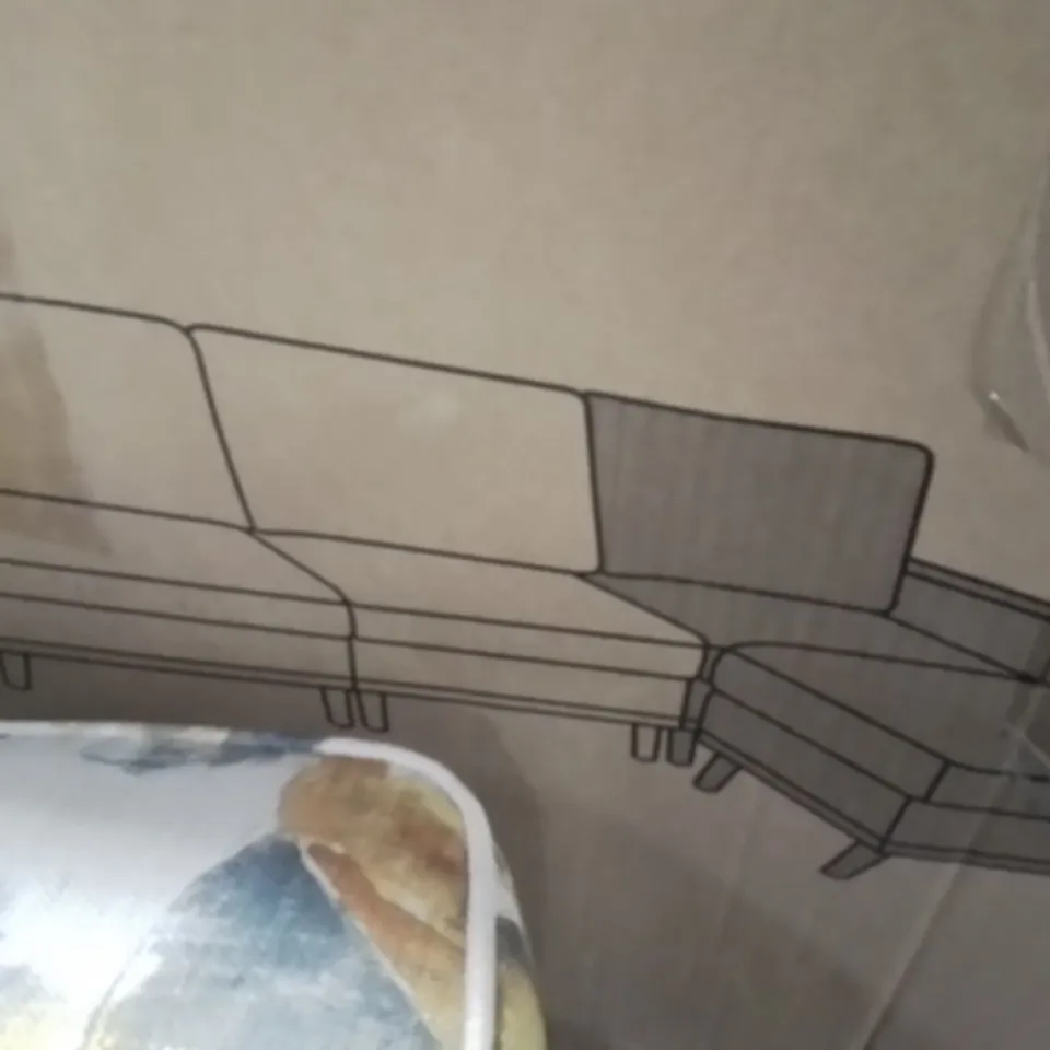 BOXED GREEN SOFA AND CHAISE (2 BOXES)