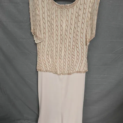 PRONOVIAS BEIGE SEQUIN DRESS - SIZE 20