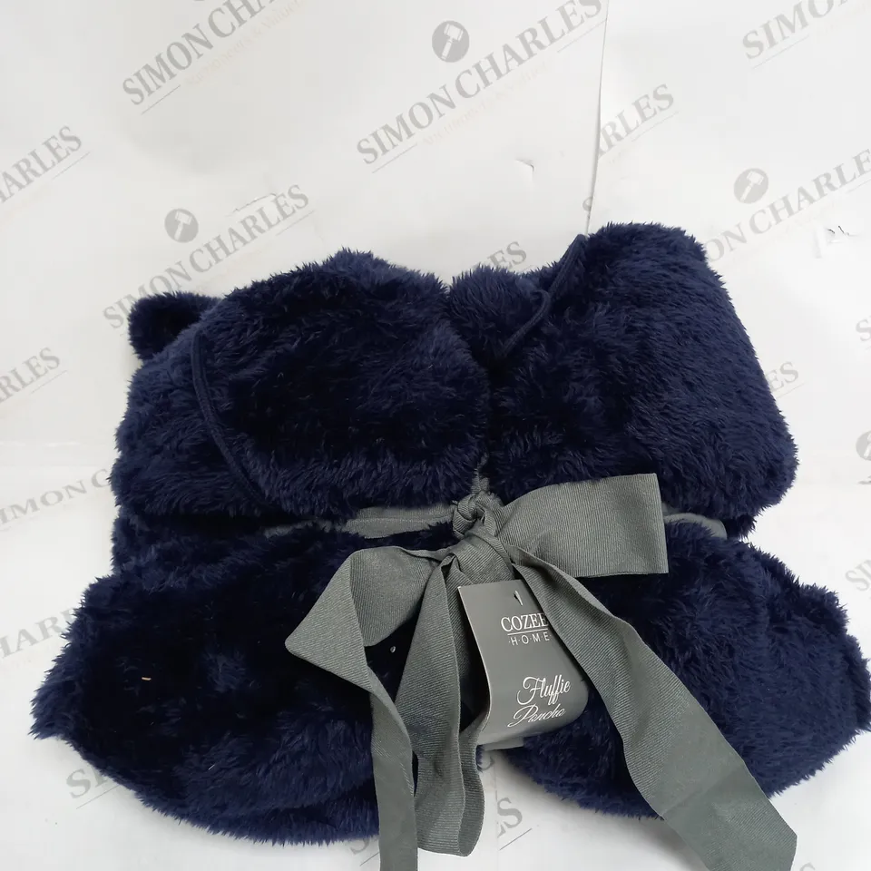 COZEE HOME FLUFFY PONCHO IN NAVY