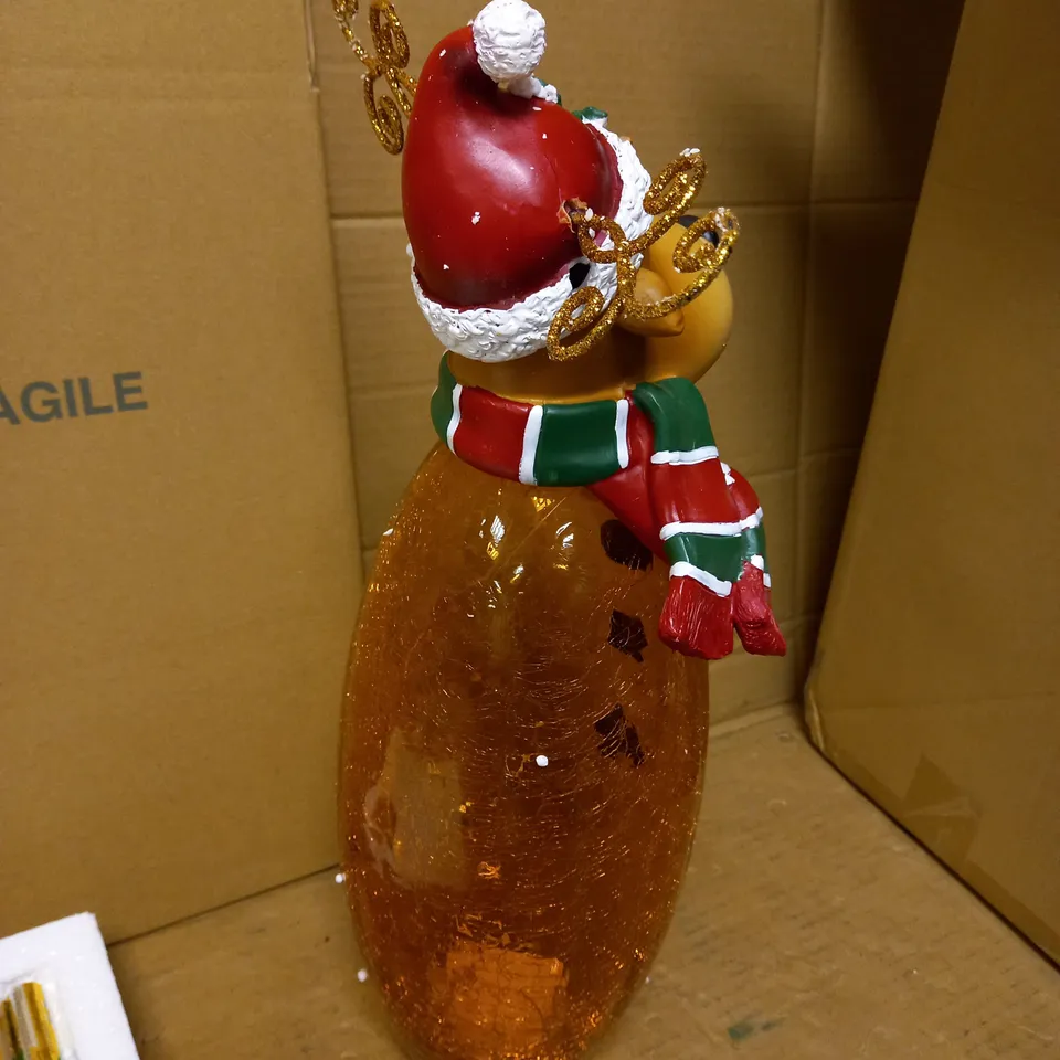 FESTIVE PRE-LIT LARGE GLASS CHRISTMAS CHARACTER - REINDEER