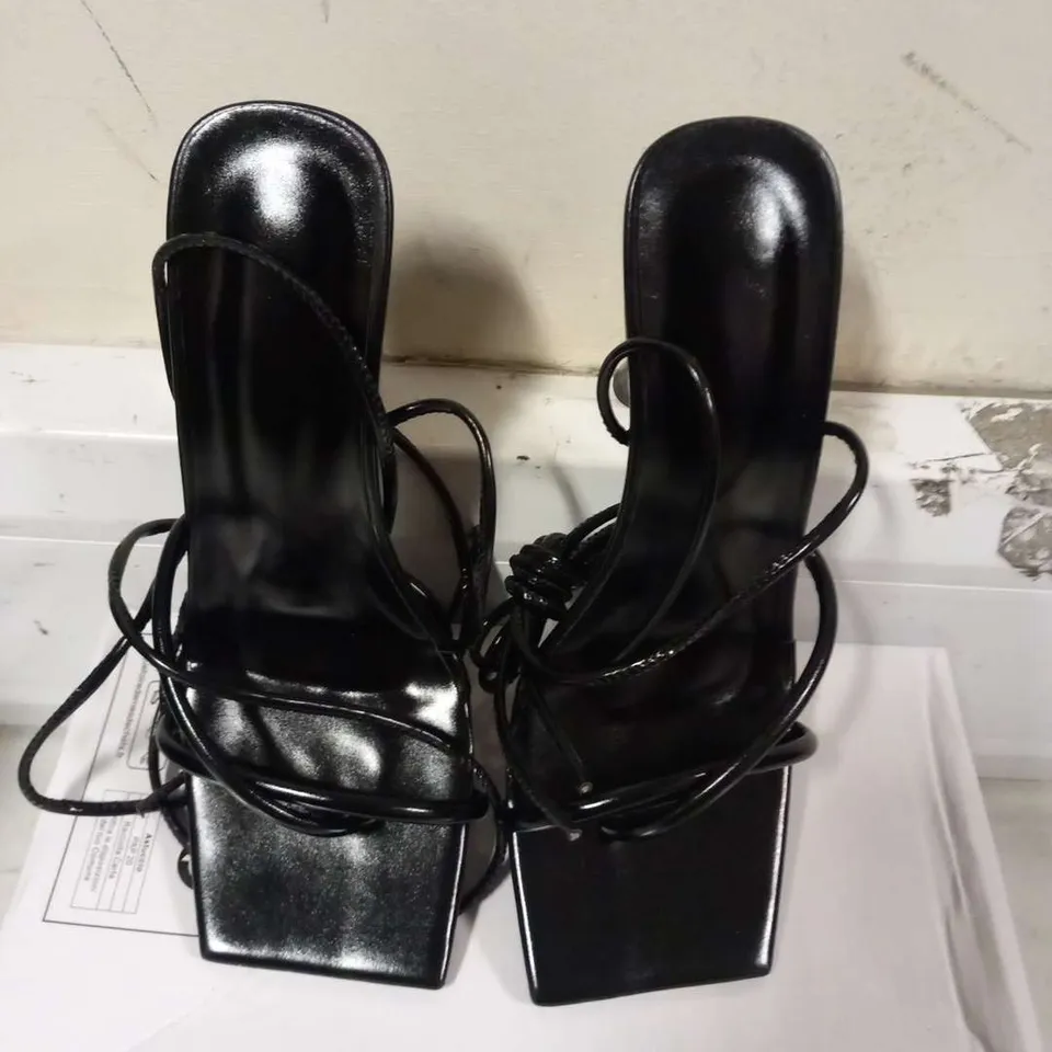 BOXED BLACK STRAP HEELS SIZE 37