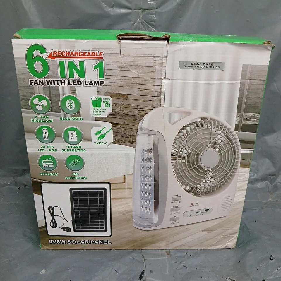 6 - IN -1 RECHARGEABLE FAN WITH LED LAMP