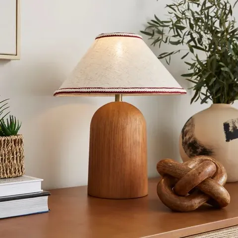 BOXED DREW TRIM TABLE LAMP - DARK WOOD