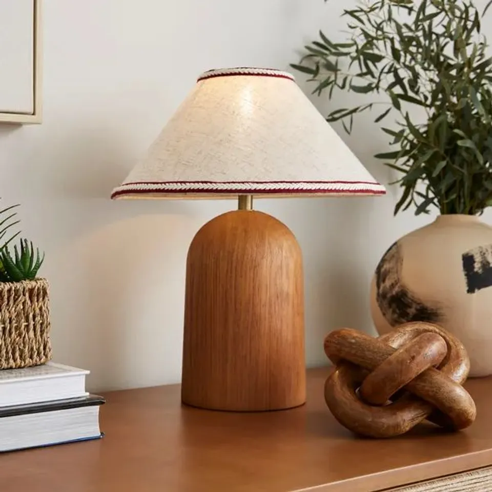 BOXED DREW TRIM TABLE LAMP - DARK WOOD