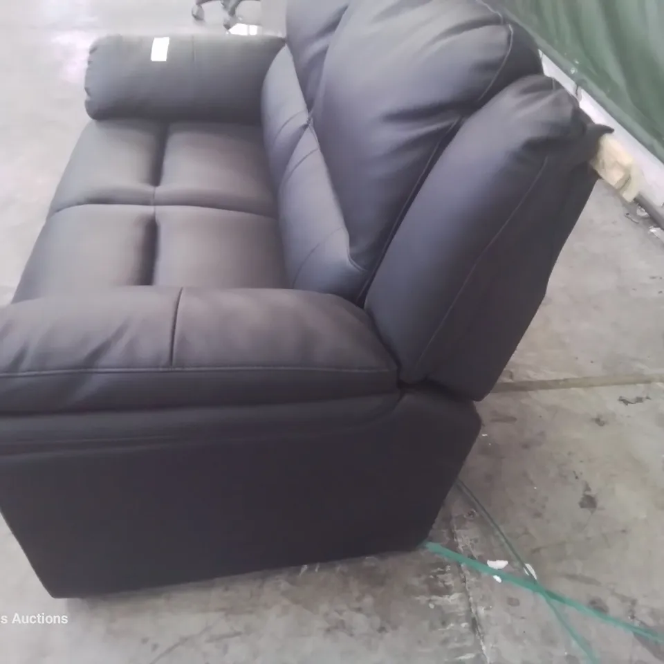 DESIGNER TWO SEATER SOFA BLACK FAUX LEATHER