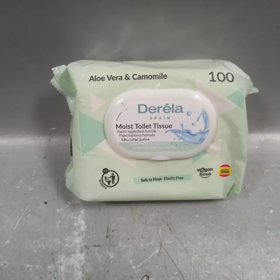 8 PACKS OF DERELA MOIST TOILET TISSUE ALOE VERA & CAMOMILE - 100 PER PACK