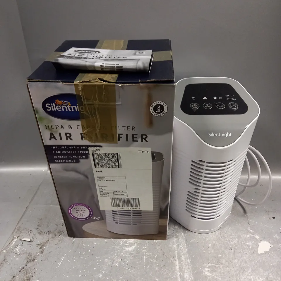 BOXED SILENT NIGHT HEPA & CARBON FILTER AIR PURIFIER IN WHITE