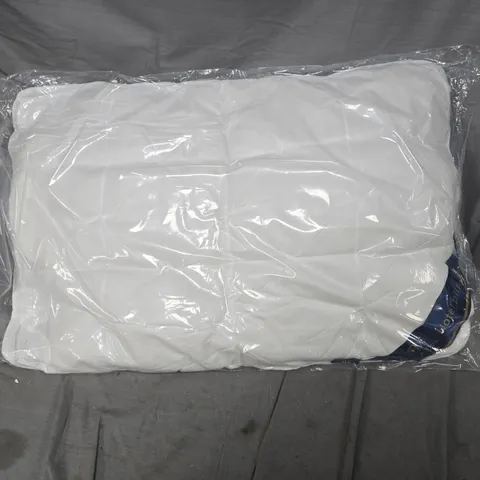 4X WHITE PILLOW IN SEALED PACKAGING WITH BLUE AND GOLD LABEL