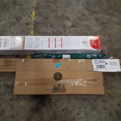 PALLET CONTAINING ASSORTED PRODUCTS INCLUDING RETRACTABLE  SAFETY GATE, PLANT STICKS, FLOATING SHELVES & 4FT LED BLACK LIGHT