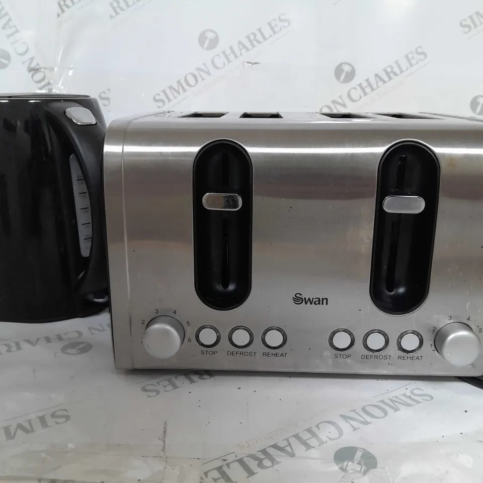 BOXED SWAN KETTLE & TOASTER 4-SLICE TWIN PACK - BLACK RRP £49