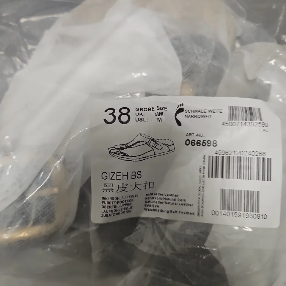 BIRKENSTOCK GIZEH BS SANDALS – BLACK LEATHER, UK 5 (EU 38)