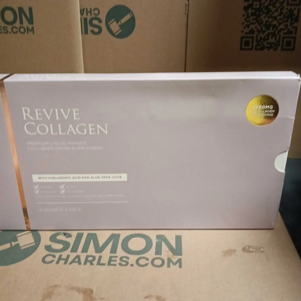REVIVE COLLAGEN PREMIUM LIQUID MARINE COLLAGEN DRINK SUPPLEMENT WITH HYALURONIC ACID AND ALOE VERA JUICE - 14 SACHETS