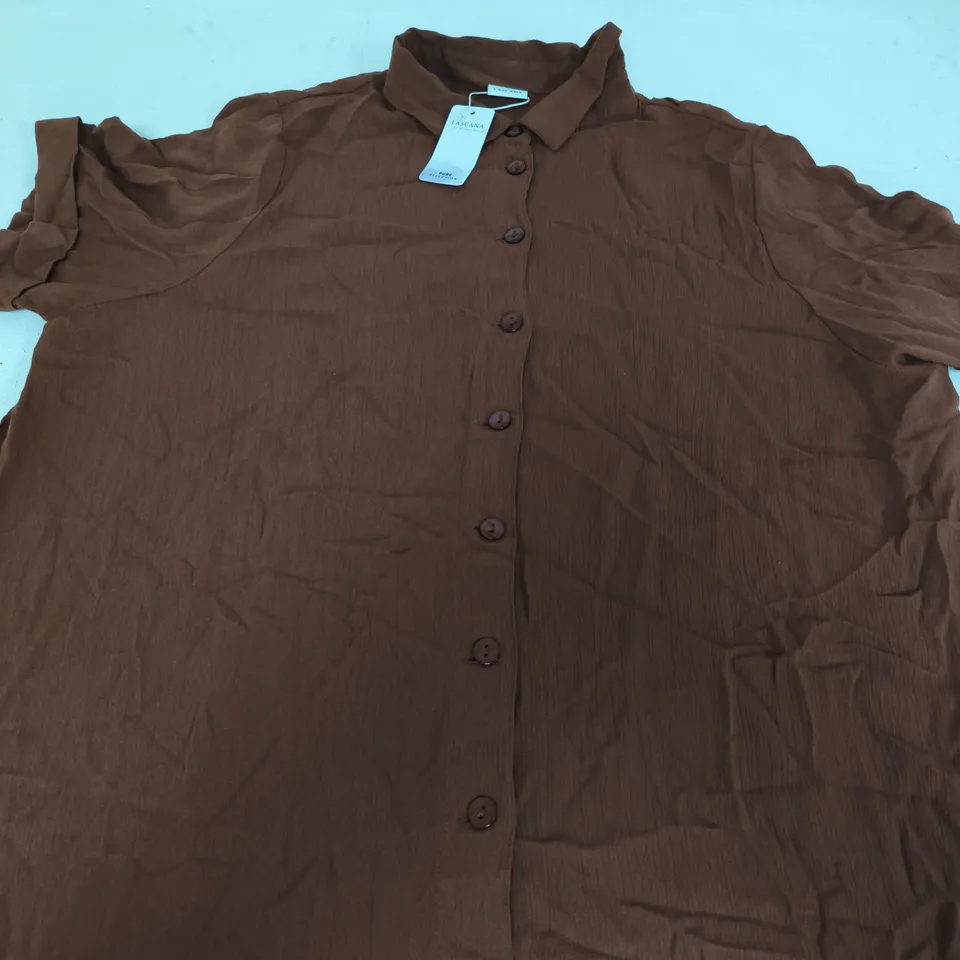 LASCANA BROWN BUTTON-FRONT SHIRT, UK 20 (EU 46)