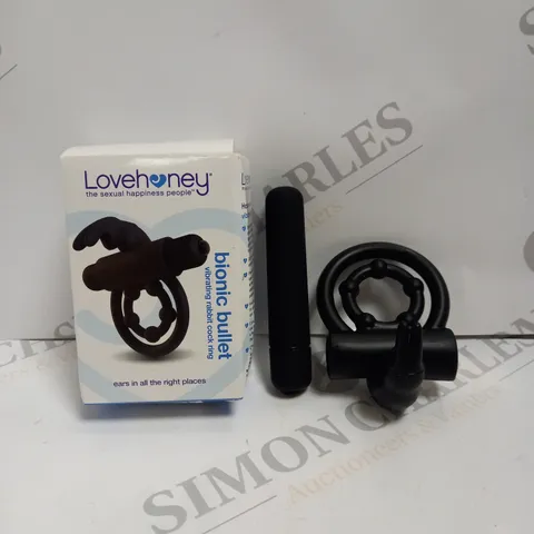 BOXED LOVE HONEY BIONIC HULLET VIBRATING RABBIT COCK RING.