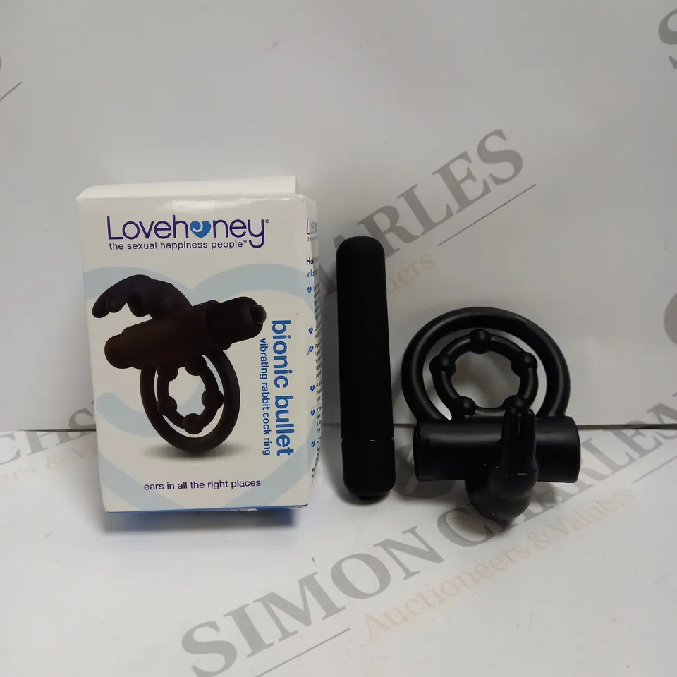 BOXED LOVE HONEY BIONIC HULLET VIBRATING RABBIT COCK RING.