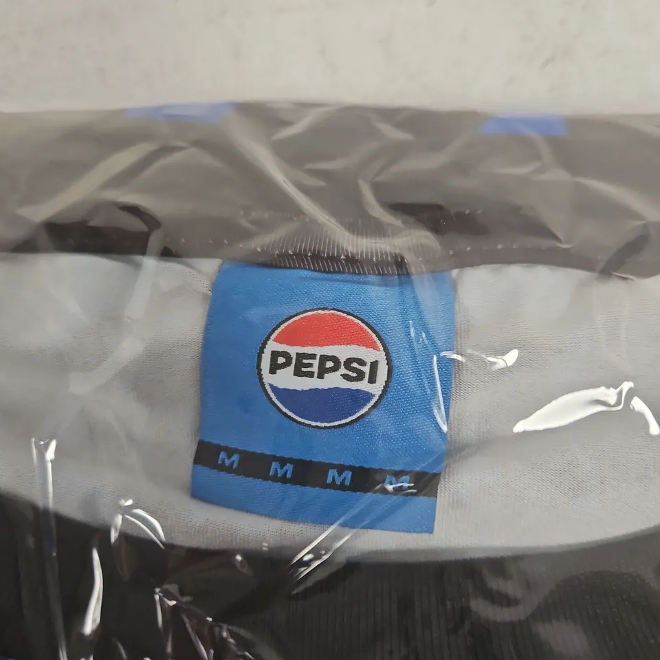 PEPSI-BRANDED T-SHIRT – BLUE/GREY, IN ORIGINAL PACKAGING (UK M)
