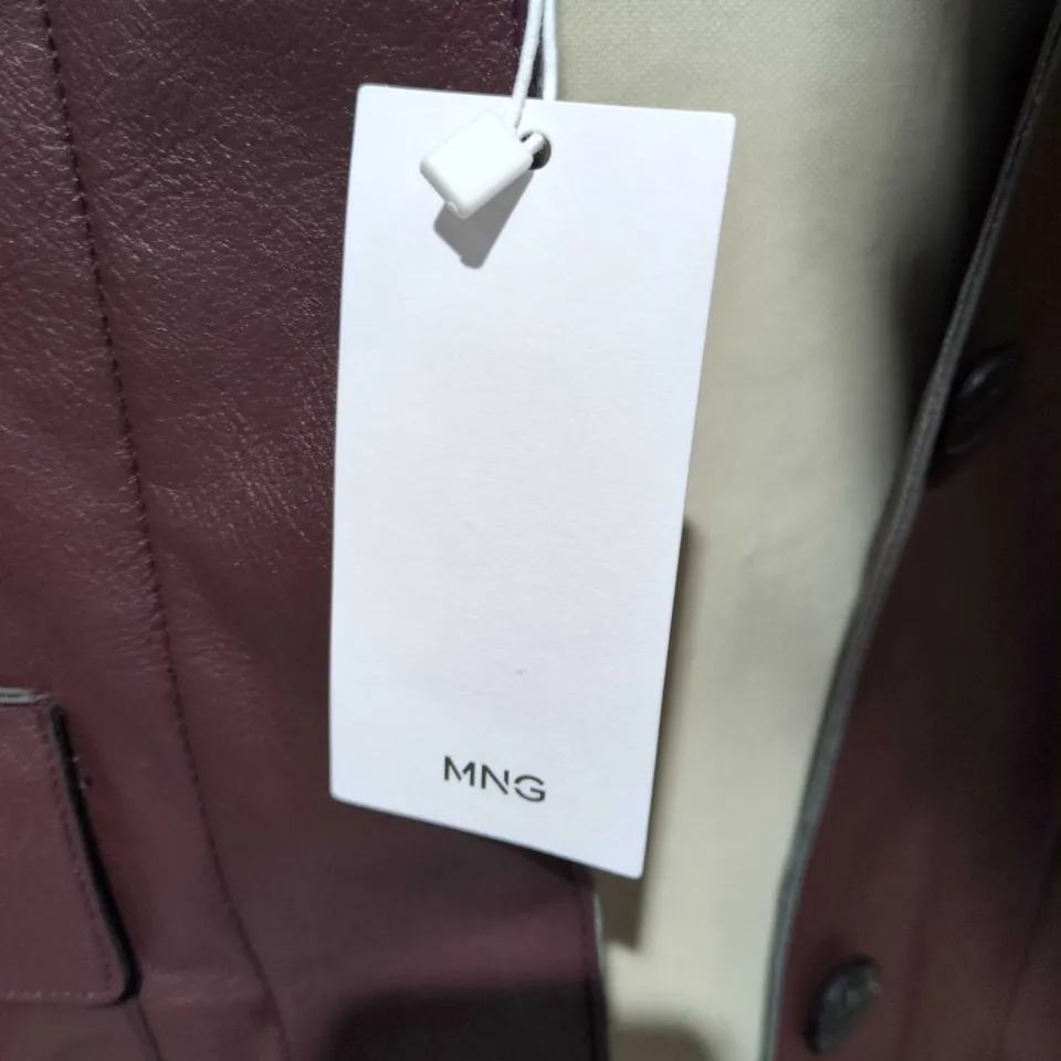 MANGO FAUX LEATHER JACKET IN MAROON SIZE UK L