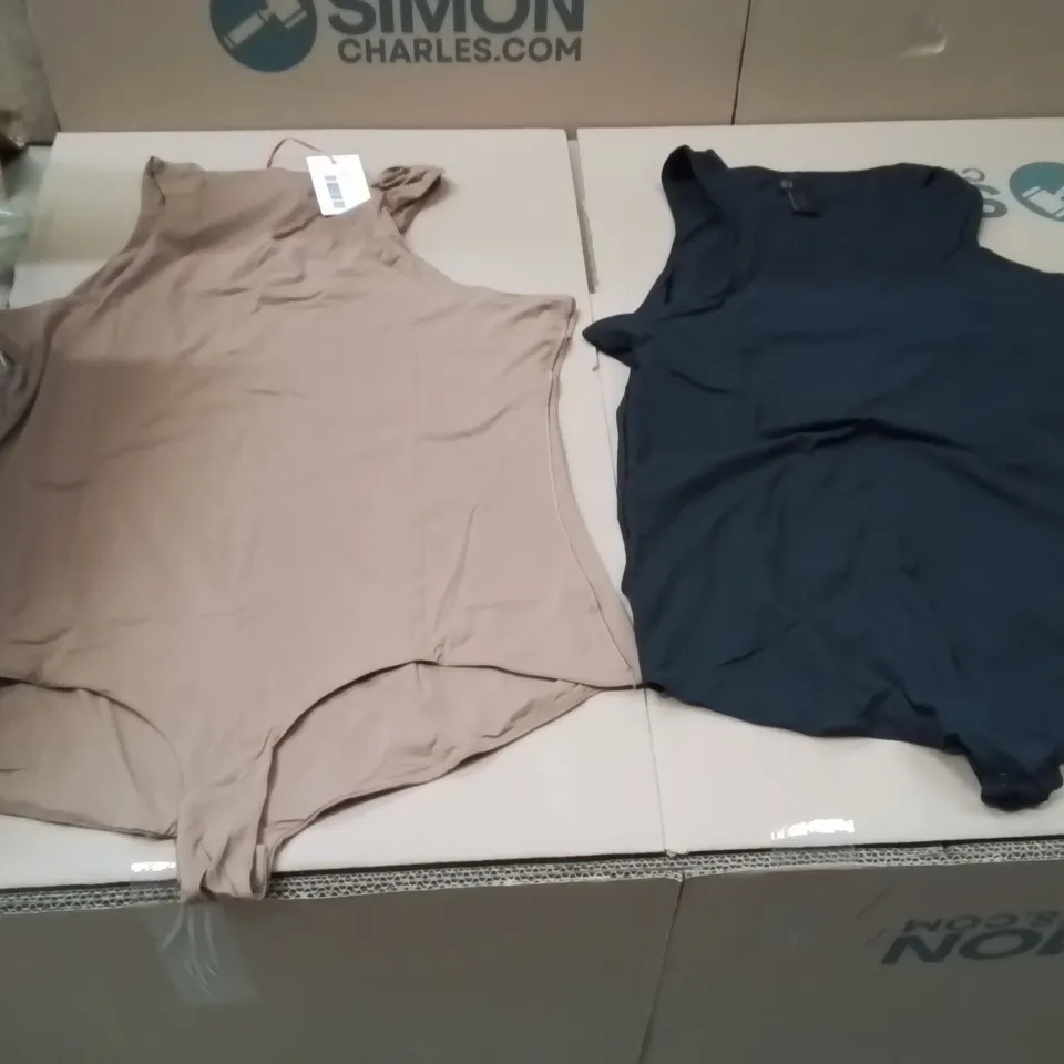 BOXED BRAND NEW APPROXIMATELY 24 MAGISCULPT 2PK RACER BODYSUITS BLK/COFFEE SIZE 22
