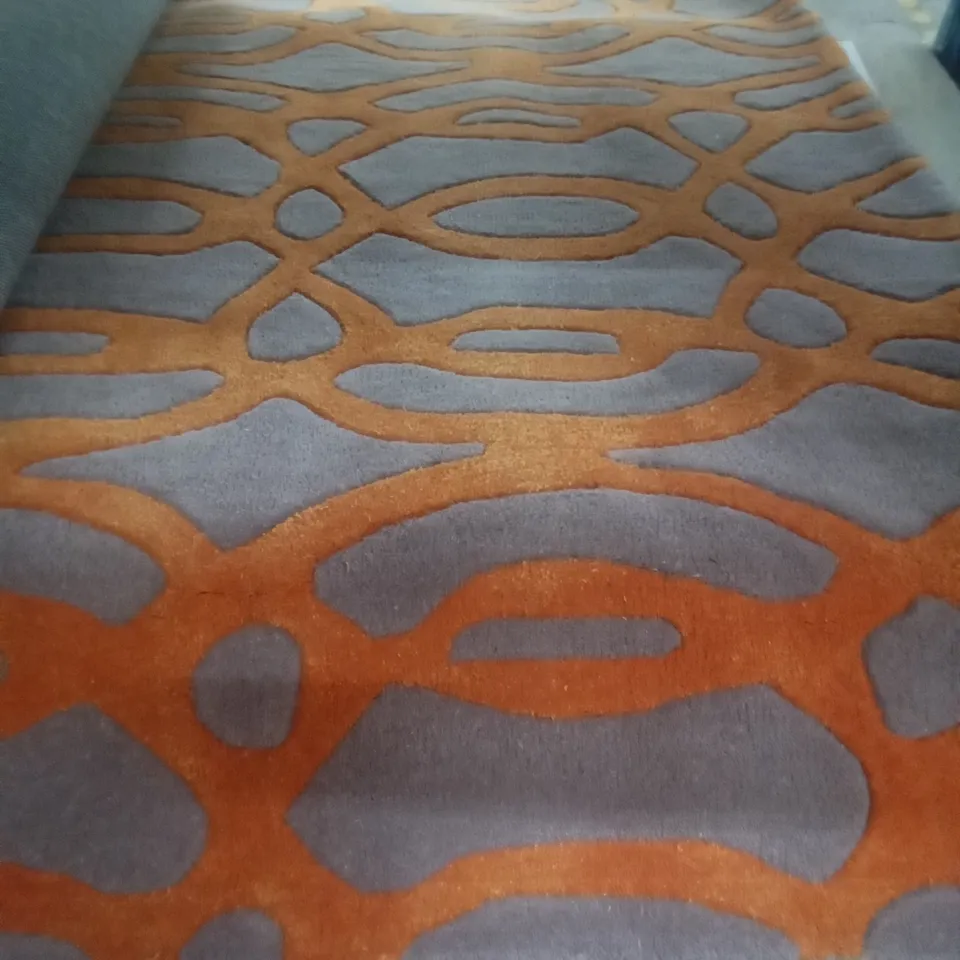 BONTANG HANDMADE TUFTED ORANGE WOOL RUG 120X170CM