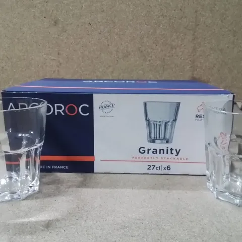 BOXED ARCOROC GRANITY GLASSES APPROXIMATELY 6
