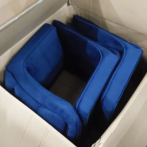 BOXED ROCCO ROYAL BLUE VELVET DINING CHAIRS - SET OF 3 (2 BOXES)