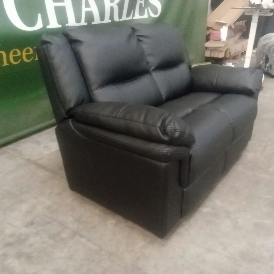 ALBION LUXURY FAUX LEATHER HIGH BACK 2 SEATER SOFA - BLACK RRP £519