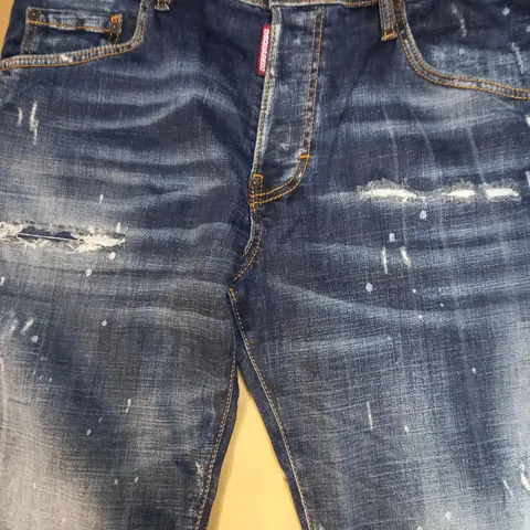 DSQUARED2 CANADA BROS PAIR OF WORN EFFECT JEANS IN BLUE SIZE 48