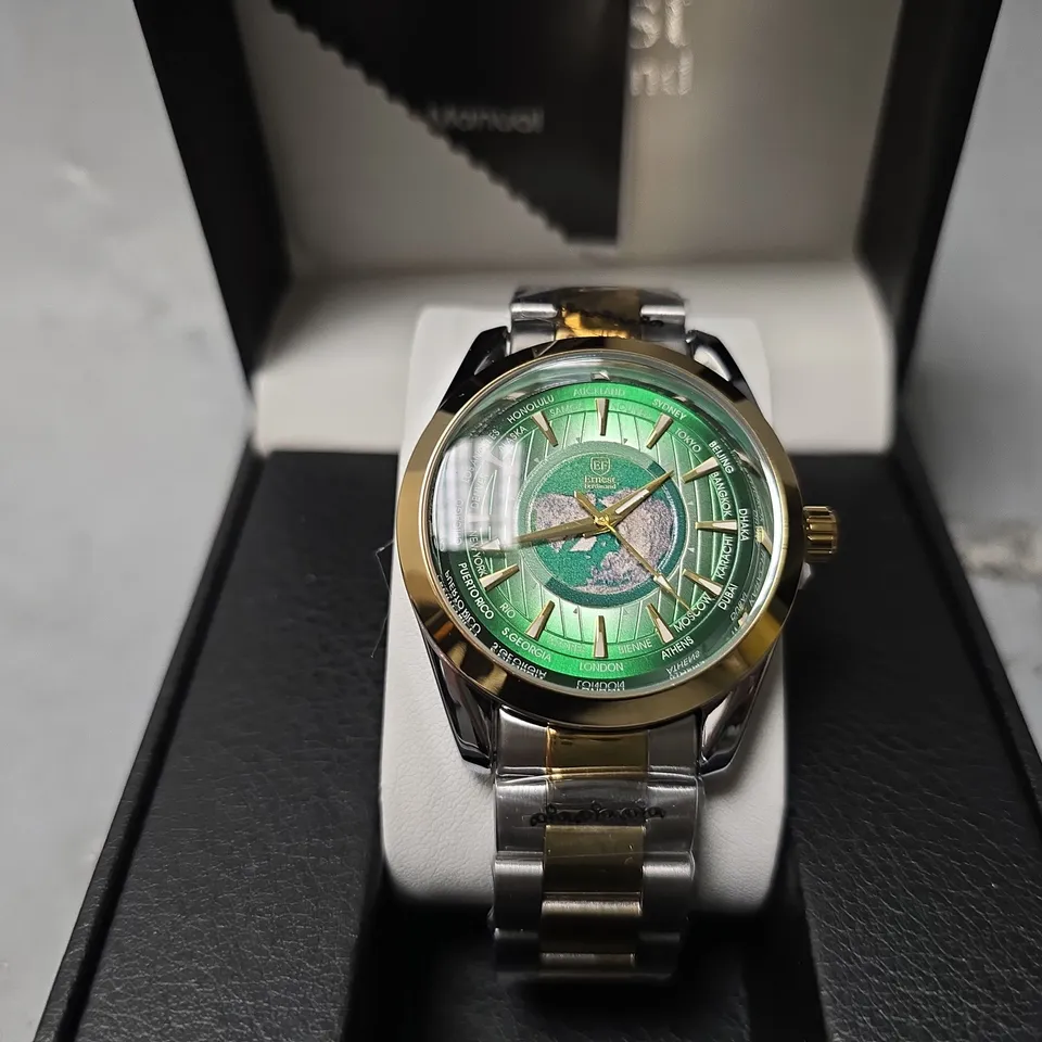 ERNEST FERDINAND WATCH – GLOBAL DIAL – STAINLESS STEEL STRAP – 3ATM WATER RESISTANT