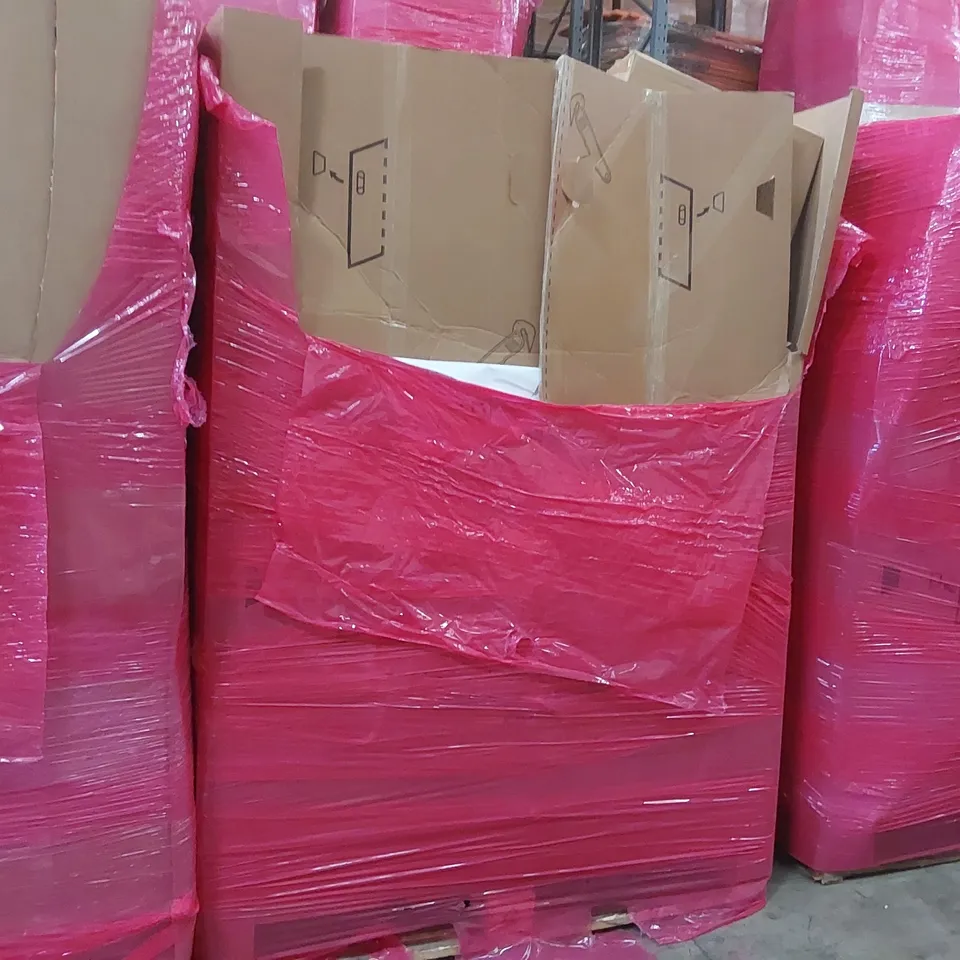 PALLET OF ASSORTED ITEMS TO INCLUDE: ROWING MACHINE, FOLDING EXERCISE BIKES, PORTABLE AIR CONDITIONER, LOGITECH G29 RACING WHEEL, BAMBOO CLOTHING RACK, DUMBELL RACK ECT