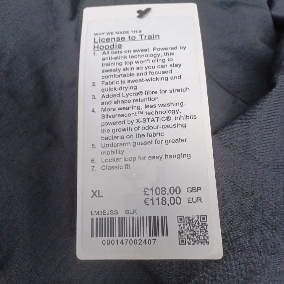 LULULEMON LICENSE TO TRAIN HOODIE SIZE XL