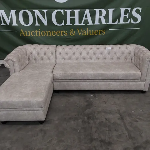 DESIGNER BUTTON BACK CHAISE SOFA