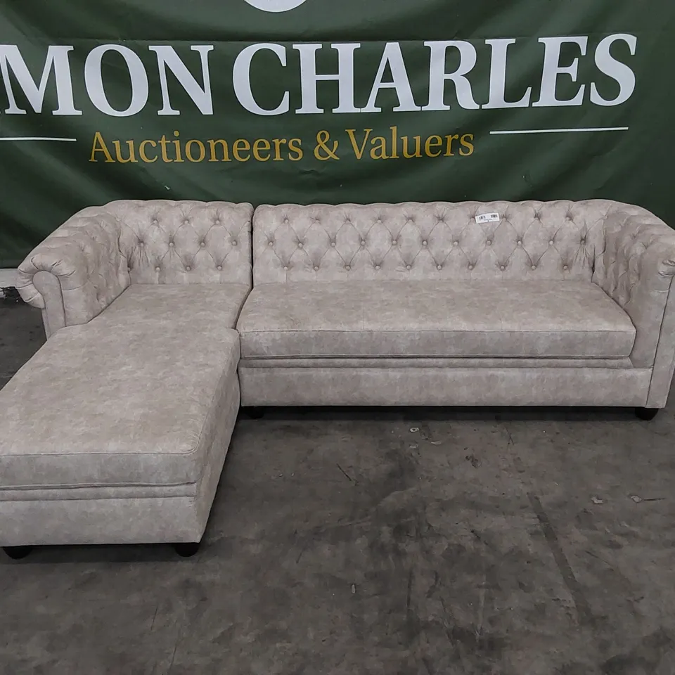 DESIGNER BUTTON BACK CHAISE SOFA 
