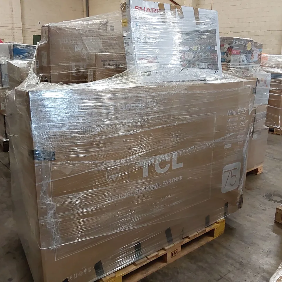 PALLET OF APPROXIMATELY 14 UNPROCESSED RAW RETURN TELEVISIONS TO INCLUDE;