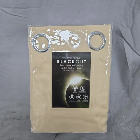 SOLAR THERMAL EYELET BLACKOUT READY MADE CURTAINS IN BEIGE (66X72INCH)