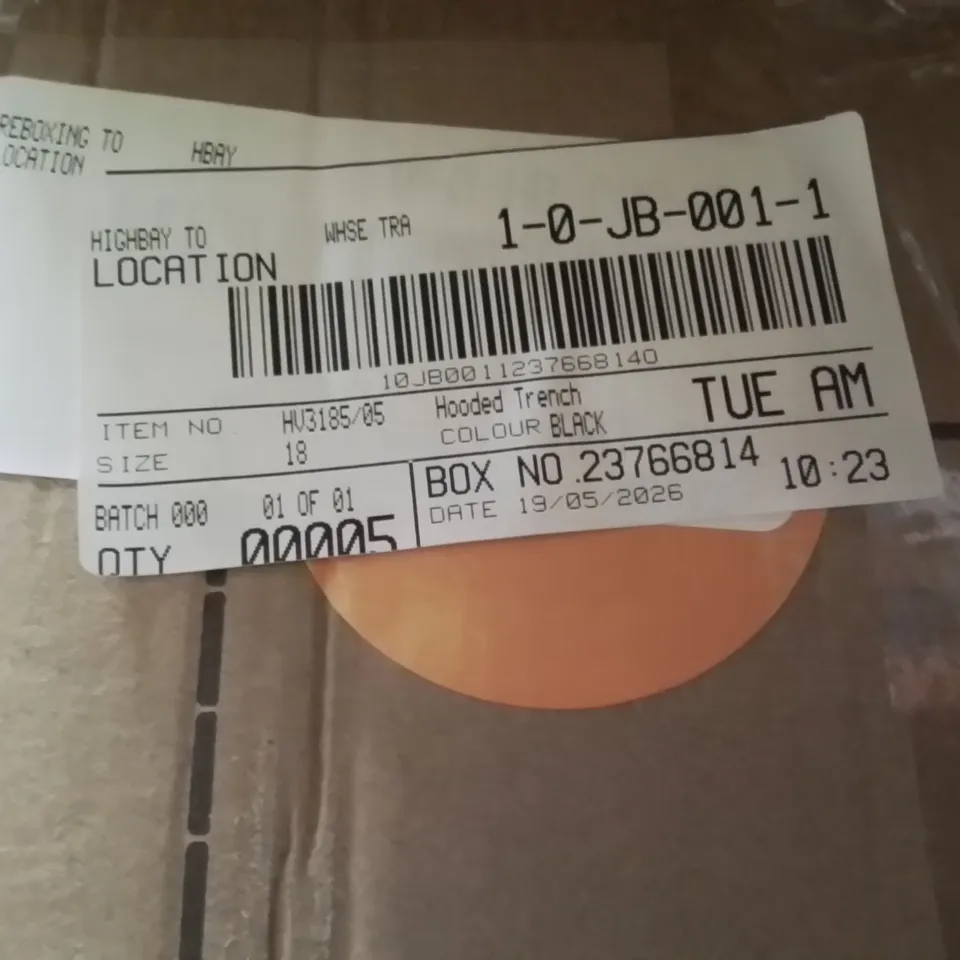 BOXED BRAND NEW APPROXIMATELY 5 JD WILLIAMS HOODED TRENCH JACKET BLACK SIZE 18