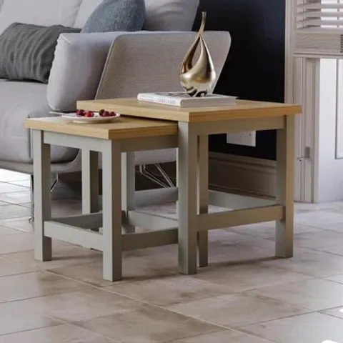BOXED BEACSFIELD 2 PIECE NEST OF TABLES -GREY-