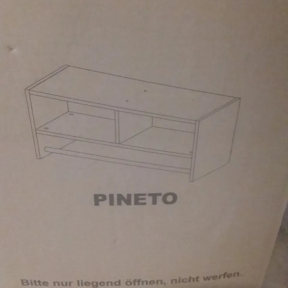 PINETO OAK TV UNIT WITH STORAGE SHELVES