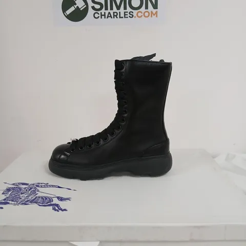 BURBERRY LEATHER COMBAT BOOTS – BLACK, UK 10 (EU 44)